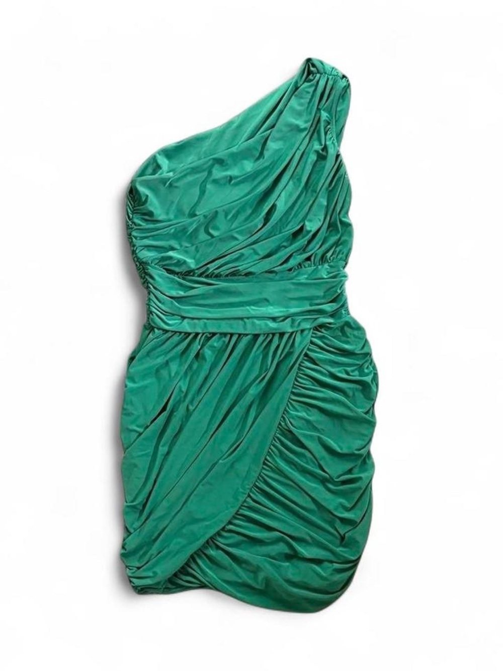 Soprano Emerald One-Shoulder Ruched Cocktail Dress